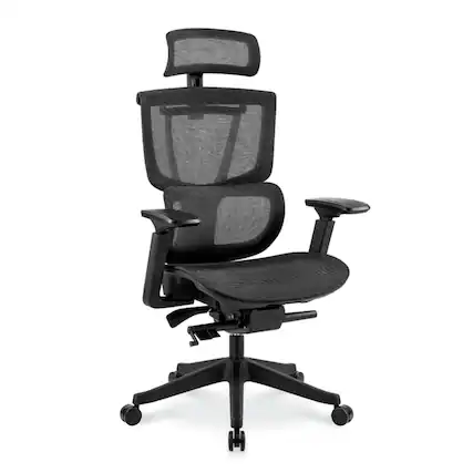 Front. FlexiSpot - C7 Mesh Seat Ergonomic Office Chair with Breathable Mesh Back, Adjustable Headrest, Lumbar Support & Swivel Desk Chair - Black.