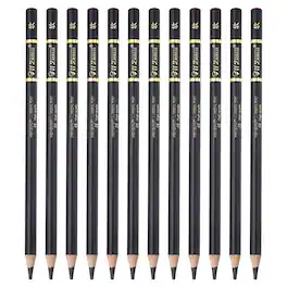 Unique Bargains - 12pcs Drawing Pencils, Soft Refill Sketch Pencils, Graphite Art Pencil Set Pro Lead for Painting, Shading, Office - Black