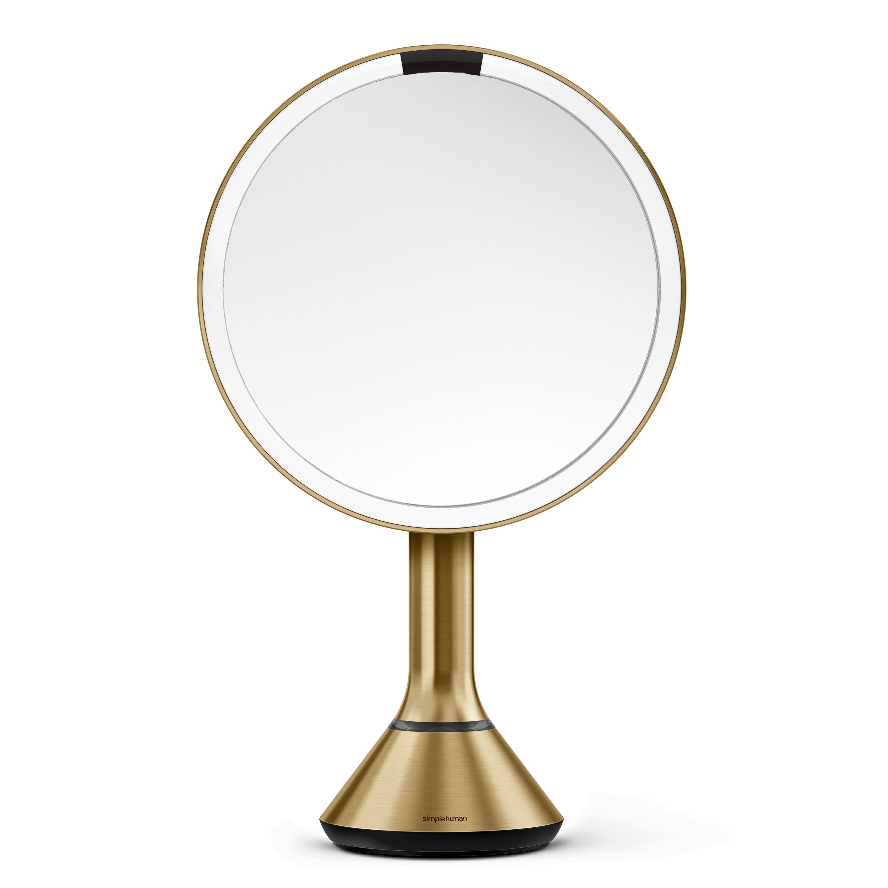 simplehuman - sensor mirror with touch-control brightness and dual light setting, stainless steel - Brass
