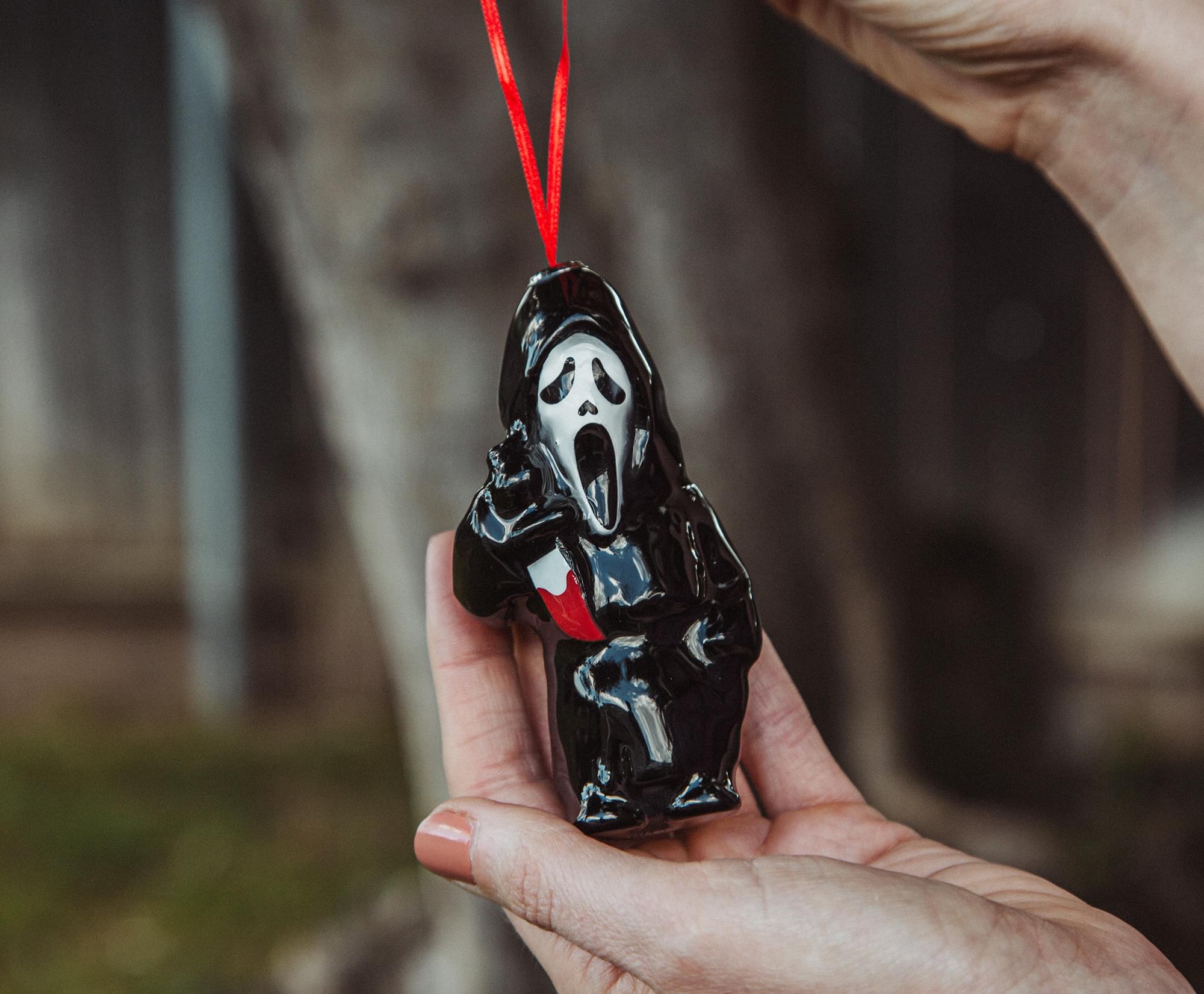 Alt View 2. Surreal Entertainment - Scream Ghostface 4-Inch Shatterproof Decoupage Ornament - Black.