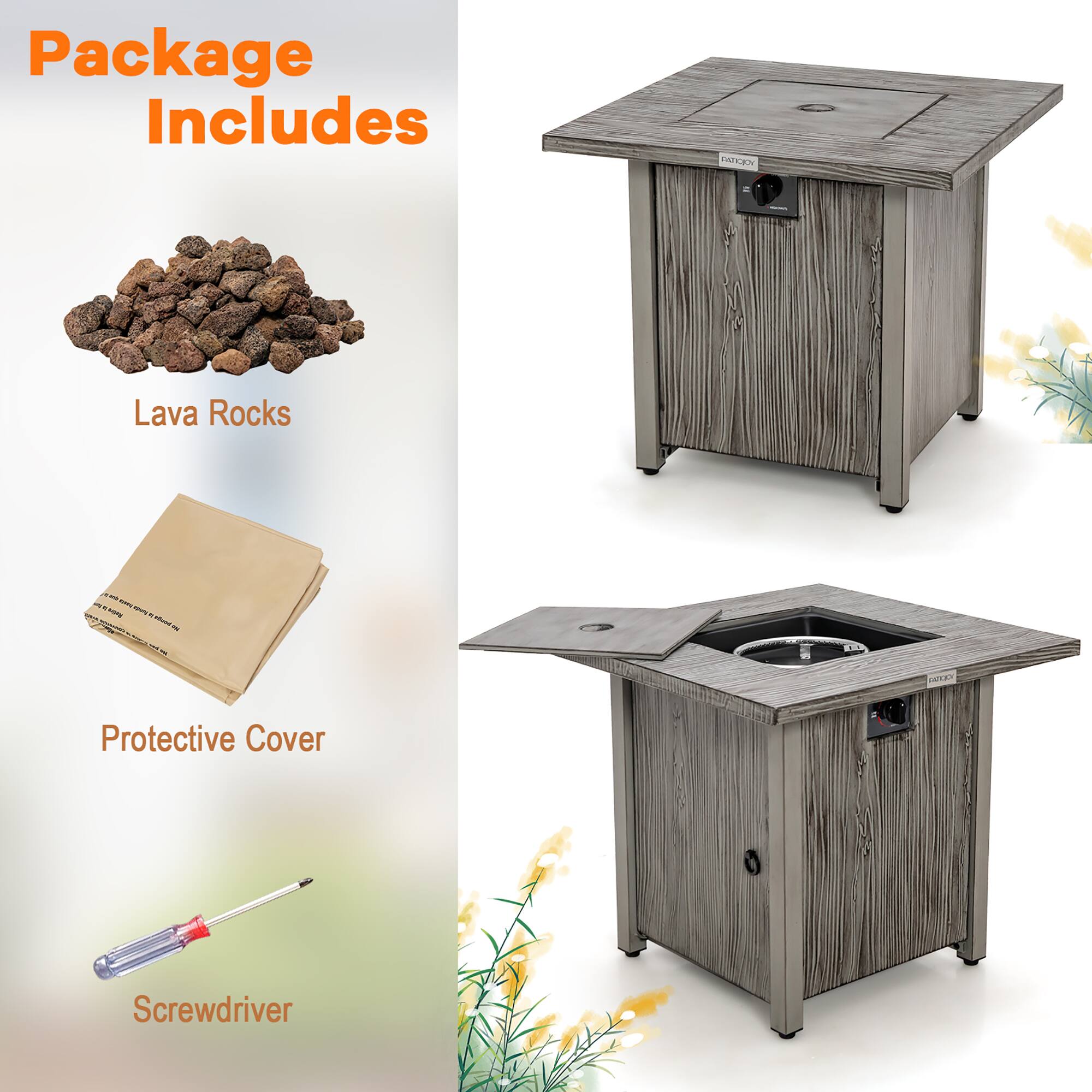 Package Includes

- Lava Rocks
- Protective Cover
- Screwdriver