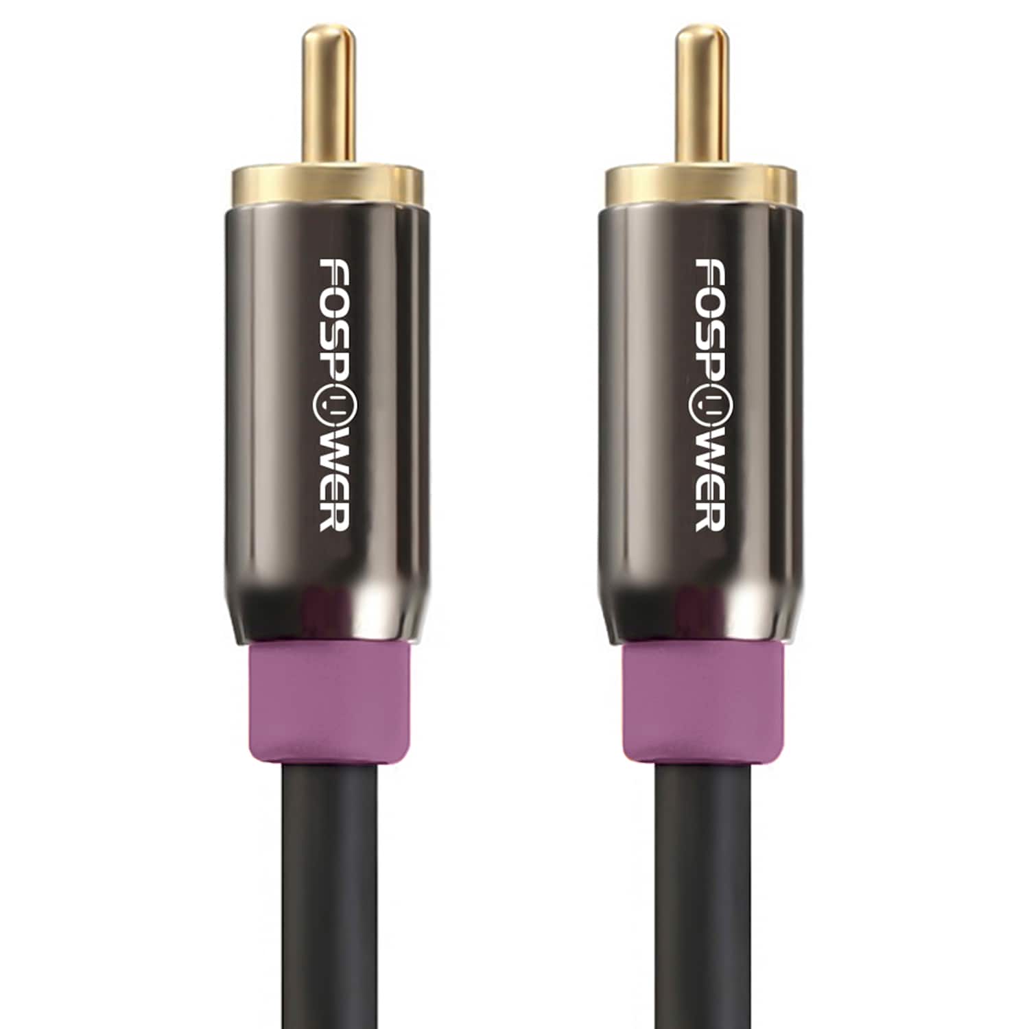 FosPower - [24K Gold-Plated] Premium RCA to RCA Audio Cable - 6FT, Male to Male Subwoofer Cable, Dual Shielded Cord - Purple