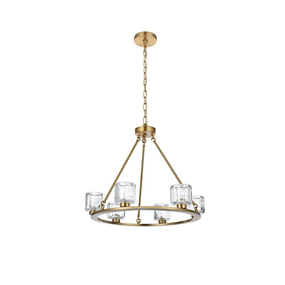 Angle. Elegant Lighting - Cadence 26 Inch Chandelier In Satin Gold - Satin Gold And Clear.