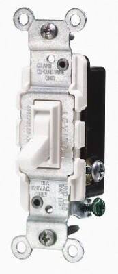 Leviton - 226-01453-02W Quiet 3-Way Toggle Switch with Grounding Screw, 15A 120V, Pack of 10 - White