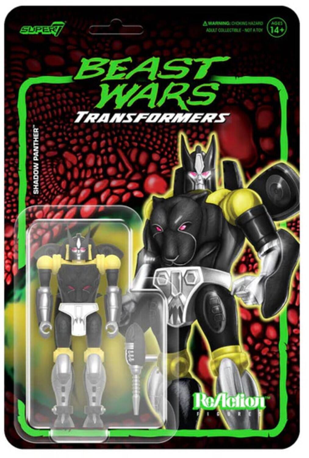 SUPER! WARNING: CHOKING HAZARD AGES ADULT COLLECTIBLE NOT A TOY 14+ BEAST WARS TRANSFORMERS PANTHER SHADOW