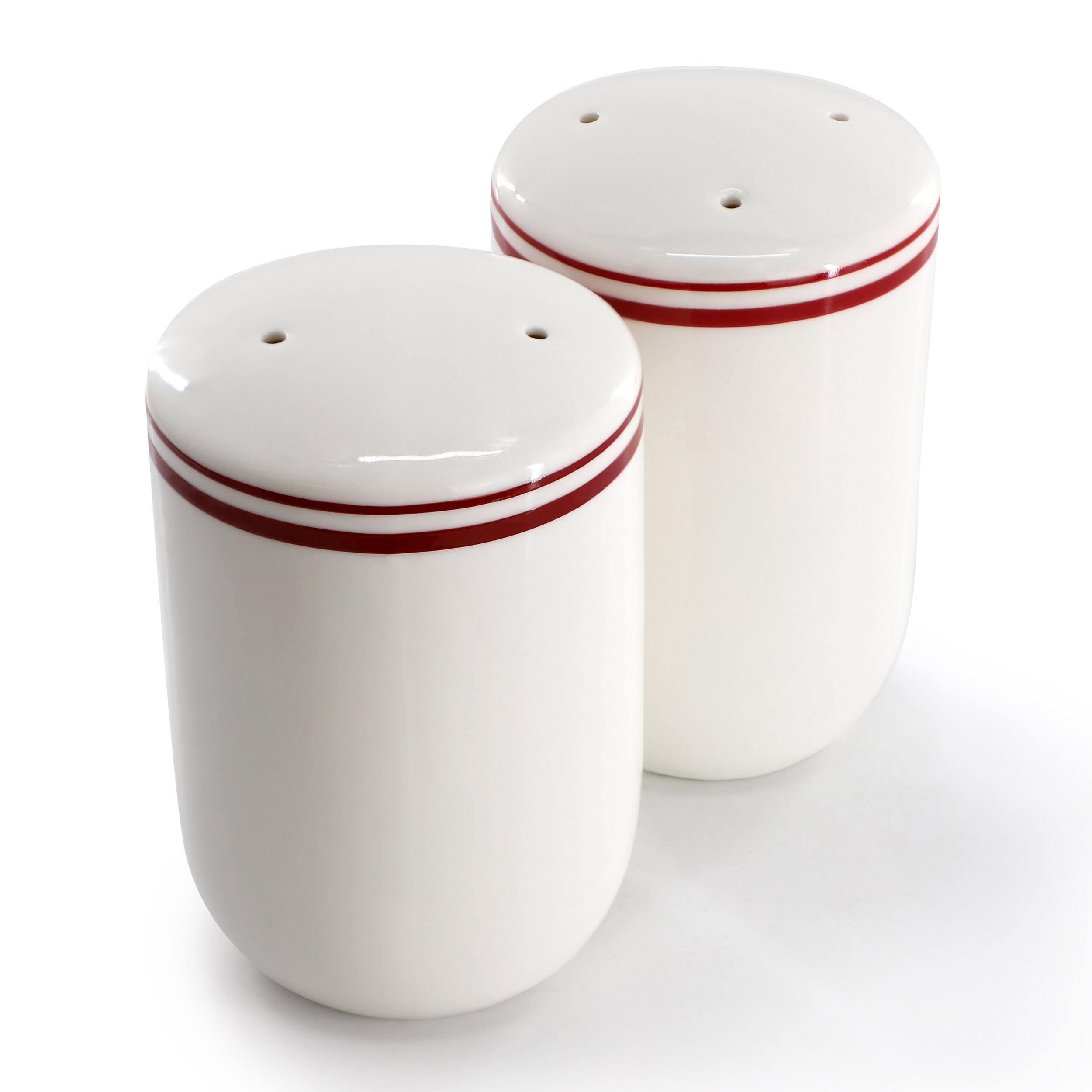 Alt View 1. Sur La Table - Sur La Table Ceramic Salt and Pepper Shaker in White with Red Band - White.
