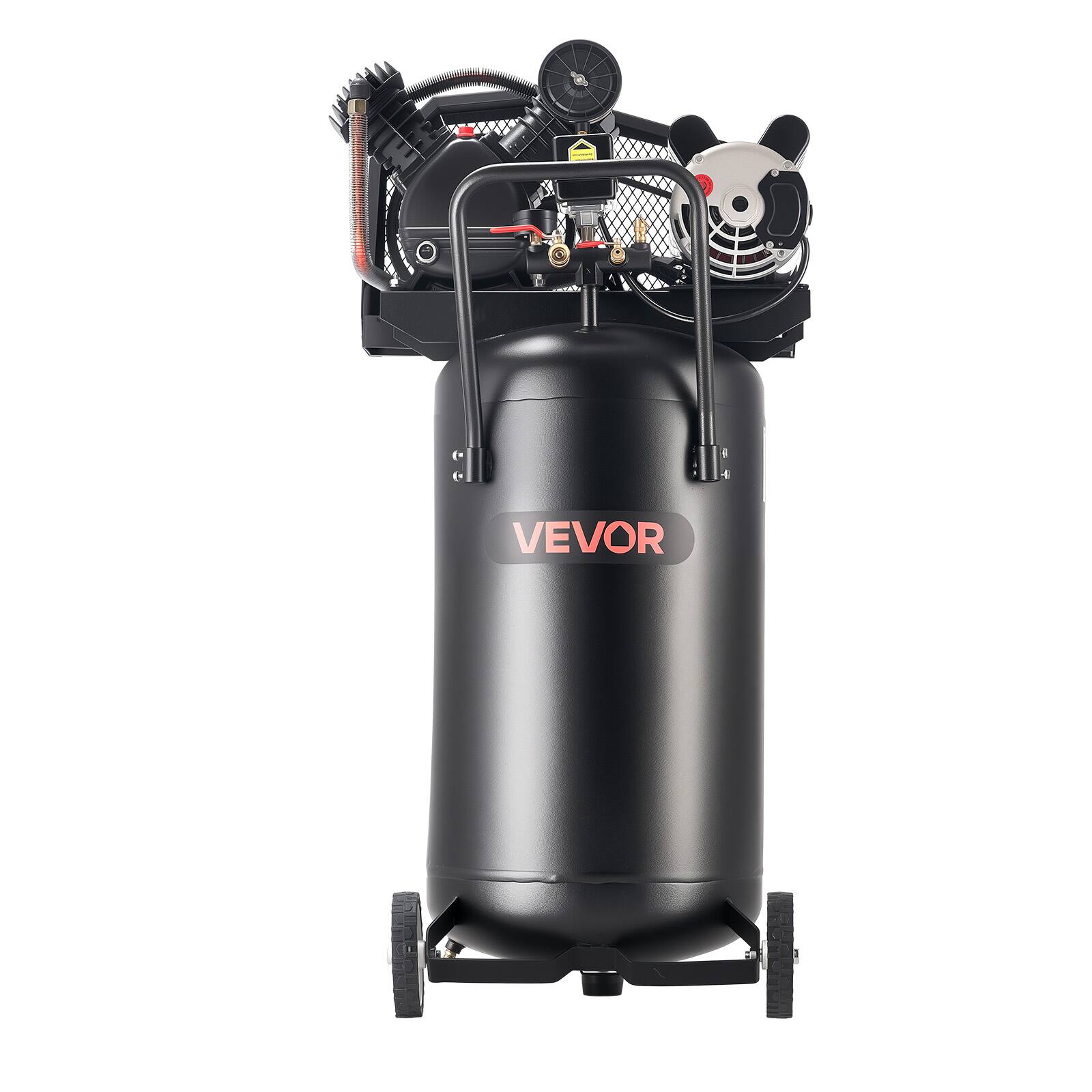 Alt View 5. VEVOR - 25-Gallon Air Compressor,2HP 5.5 SCFM at 90PSI,Max 200PSI Pressure Oil-Lubricated Air Compressor Tank,Portable on Wheels - Black;Orange.