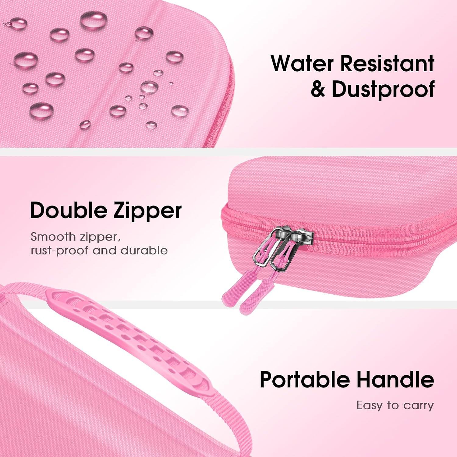 Water Resistant & Dustproof

Double Zipper
Smooth zipper, rust-proof and durable

Portable Handle
Easy to carry