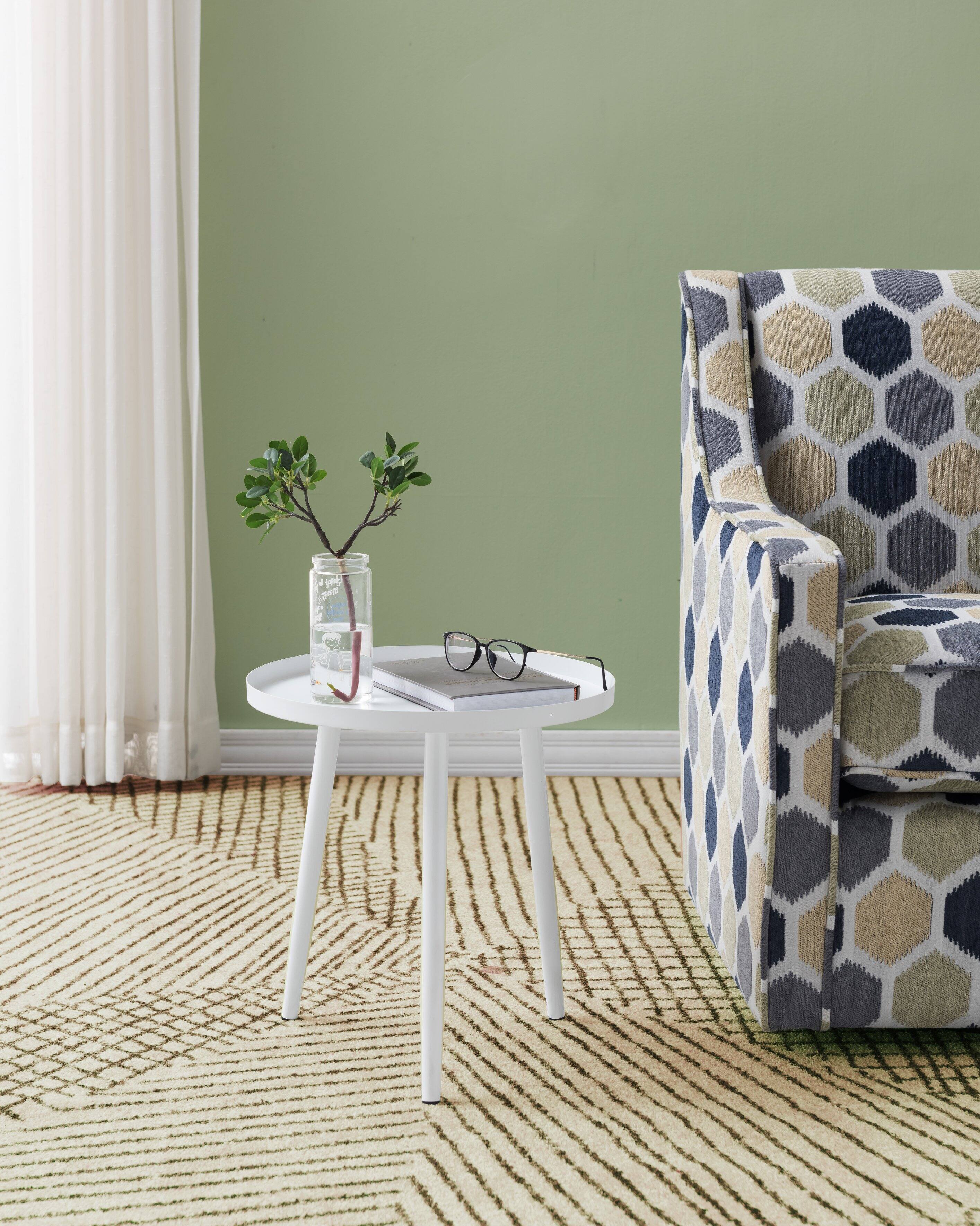 Kings Brand Furniture - Round Metal Side End Table, Nightstand Accent Table, Pedestal Plant Stand for Bedroom Living Room - Black