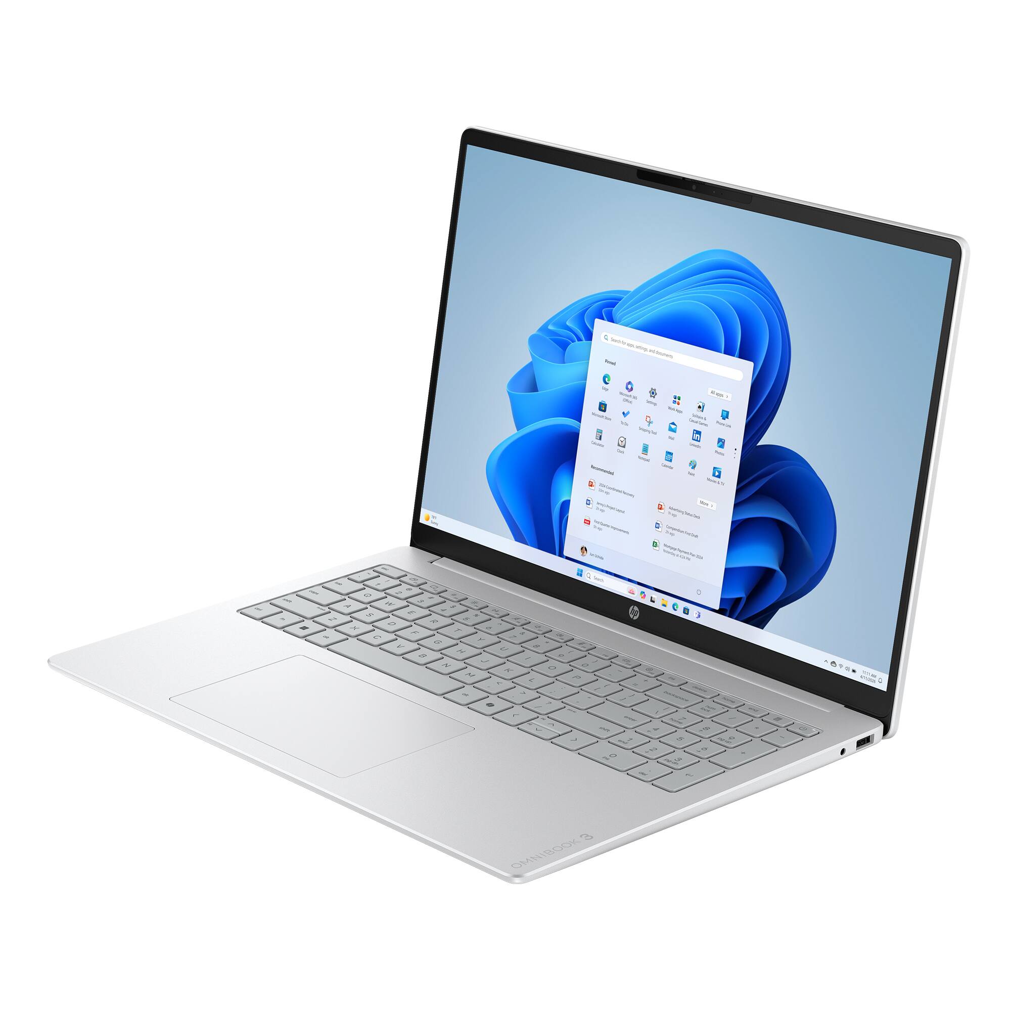 Alt View 8. HP - OmniBook 3 - 16" 2K Touchscreen Laptop - AMD Ryzen 5 40 - 16GB Memory - 256GB SSD - Glacier Silver.