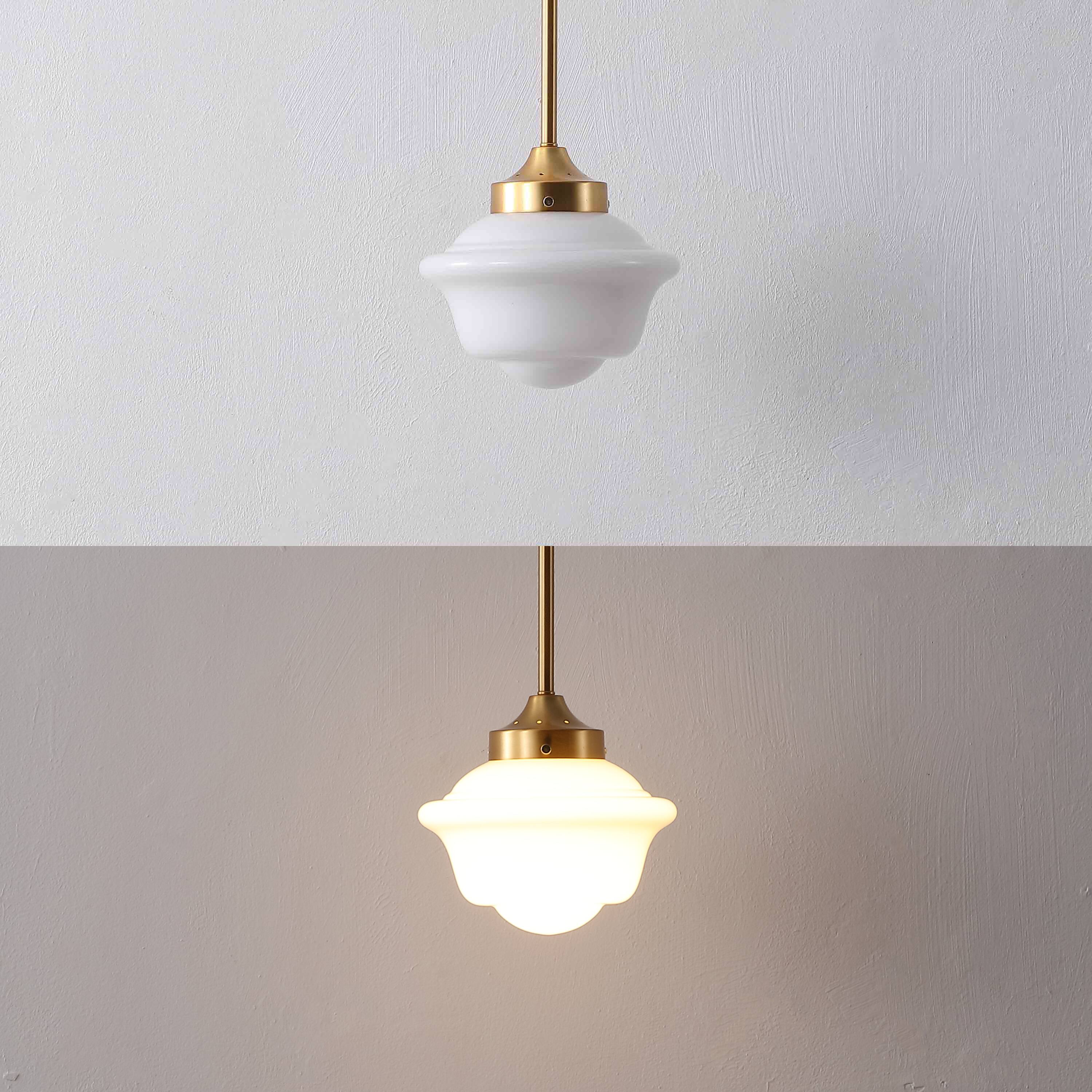 Alt View 3. Jonathan Y - Kurtz 7.2" Adjustable Drop Metal/Glass LED Pendant, Brass Gold - Brass Gold/White.