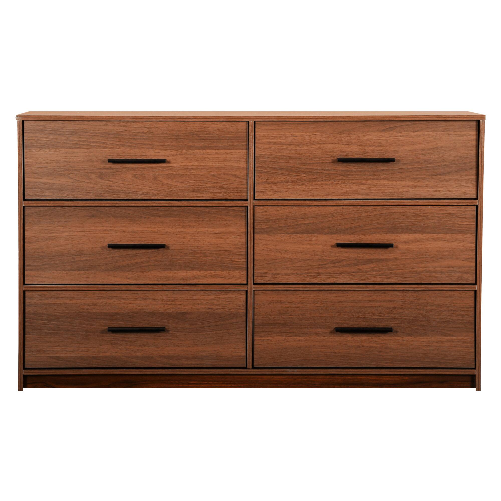 Alt View 1. GOODSILO - Modern 6-Drawer Fabric Dresser with Water-Resistant Wood Top for Bedroom Storage - Walnut.