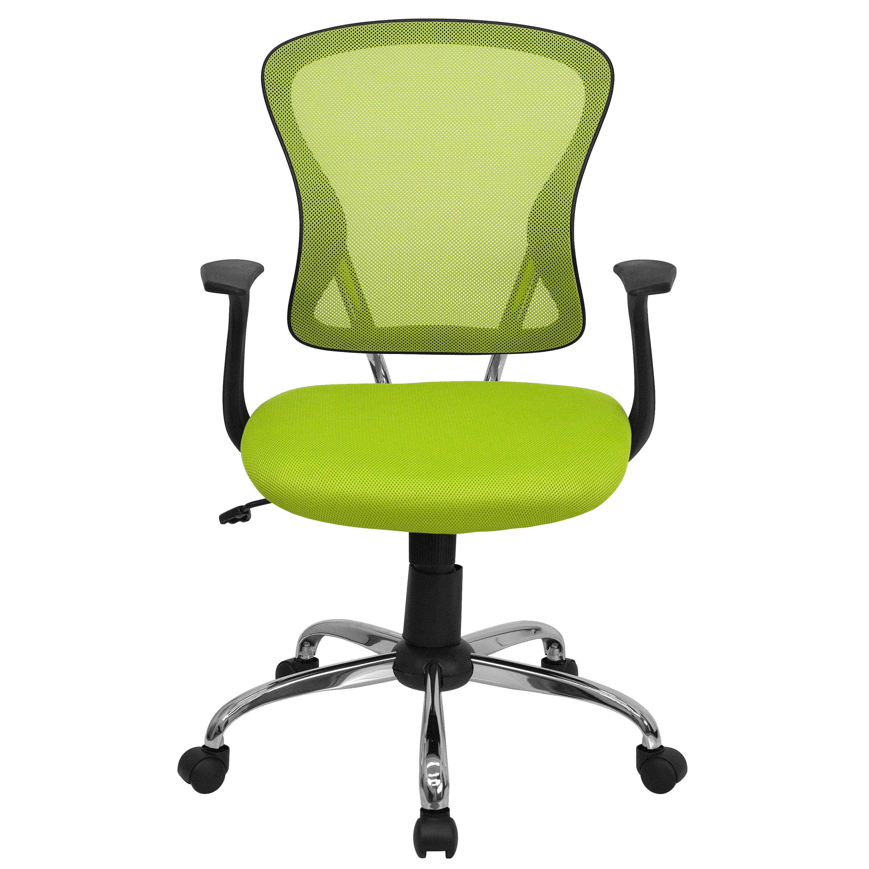 Alt View 7. Emma + Oliver - Mid-Back Mesh Swivel Task Office Chair with Chrome Base and Arms - Green.