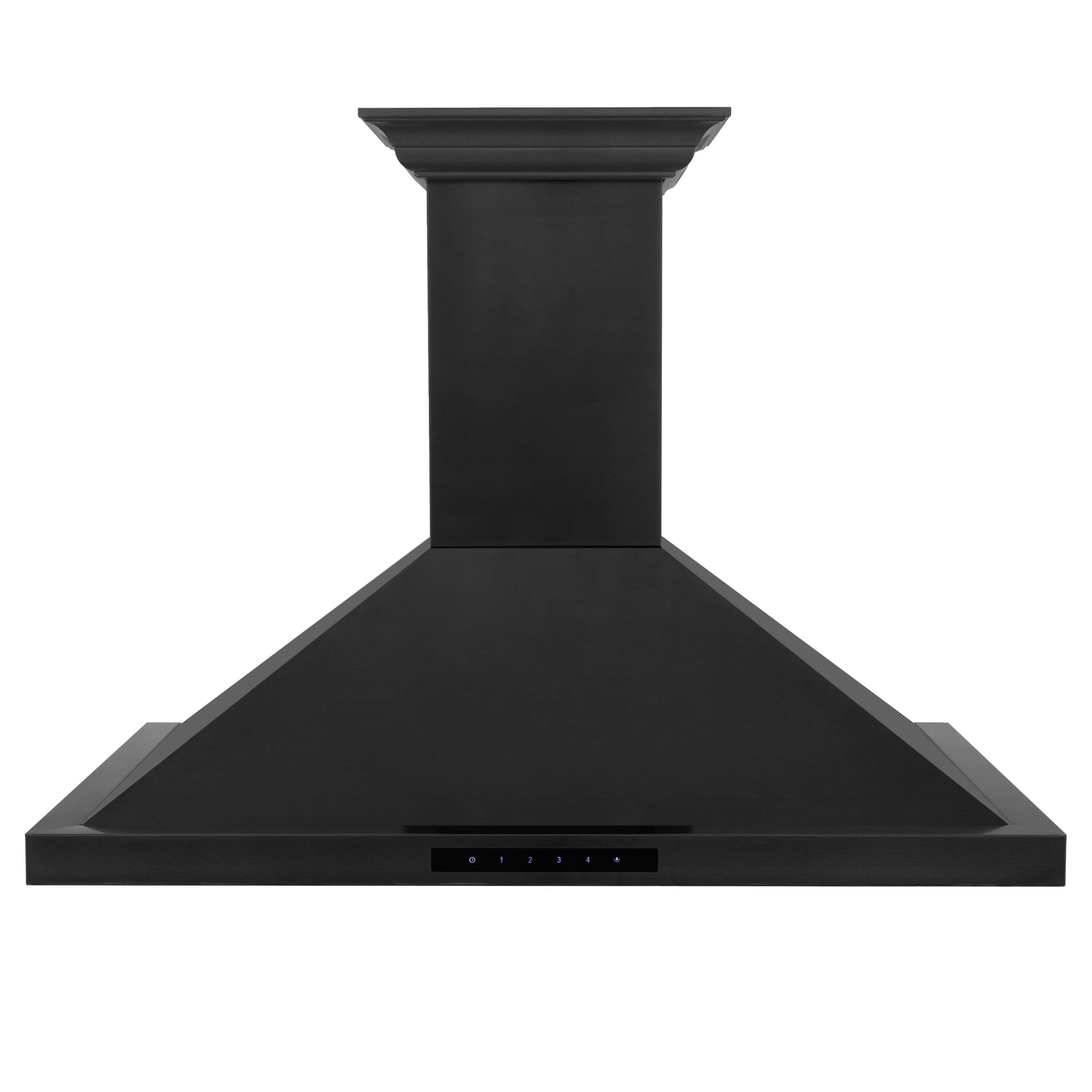 Angle. ZLINE - 30 in. ZLINE CrownSound™Ducted Vent Wall Mount Range Hood in Black Stainless Steel with Built-in Bluetooth Speakers - Black Stainless Steel.