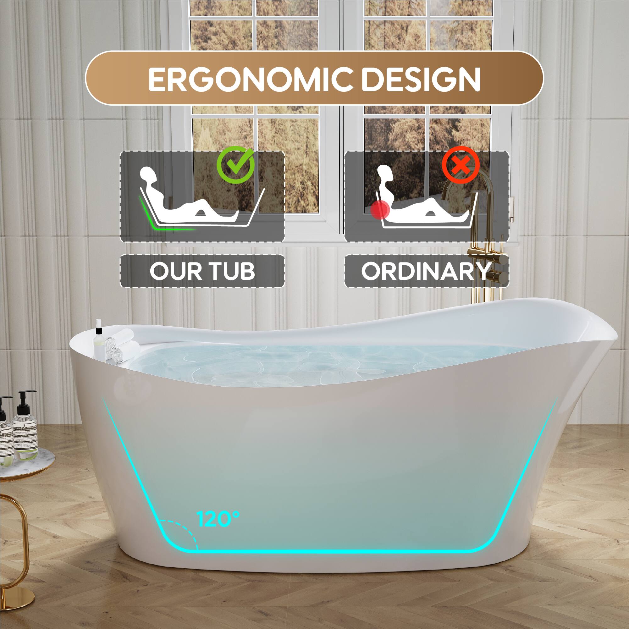 ERGONOMIC DESIGN

OUR TUB

ORDINARY

120°