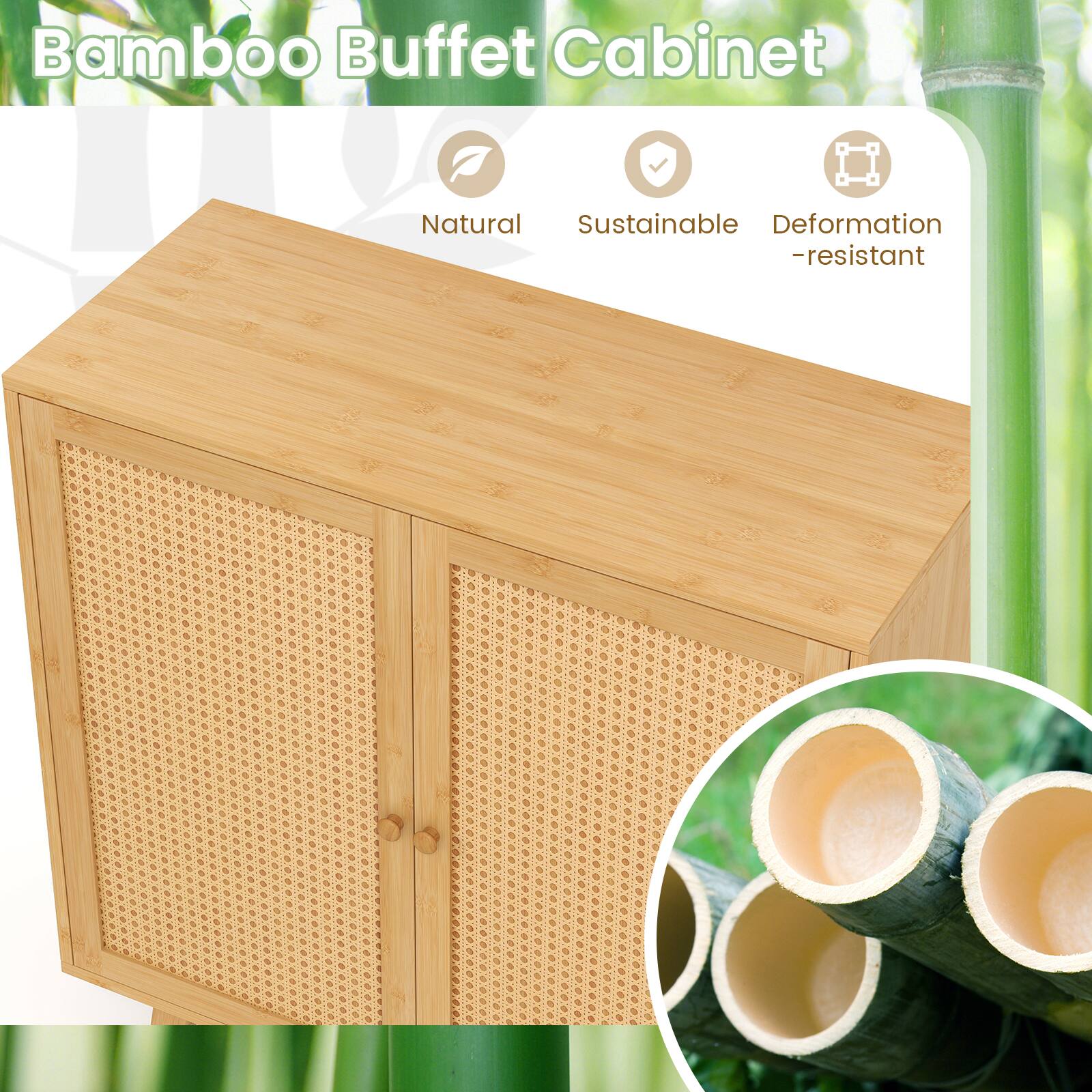 Bamboo Buffet Cabinet

Natural  
Sustainable  
Deformation-resistant