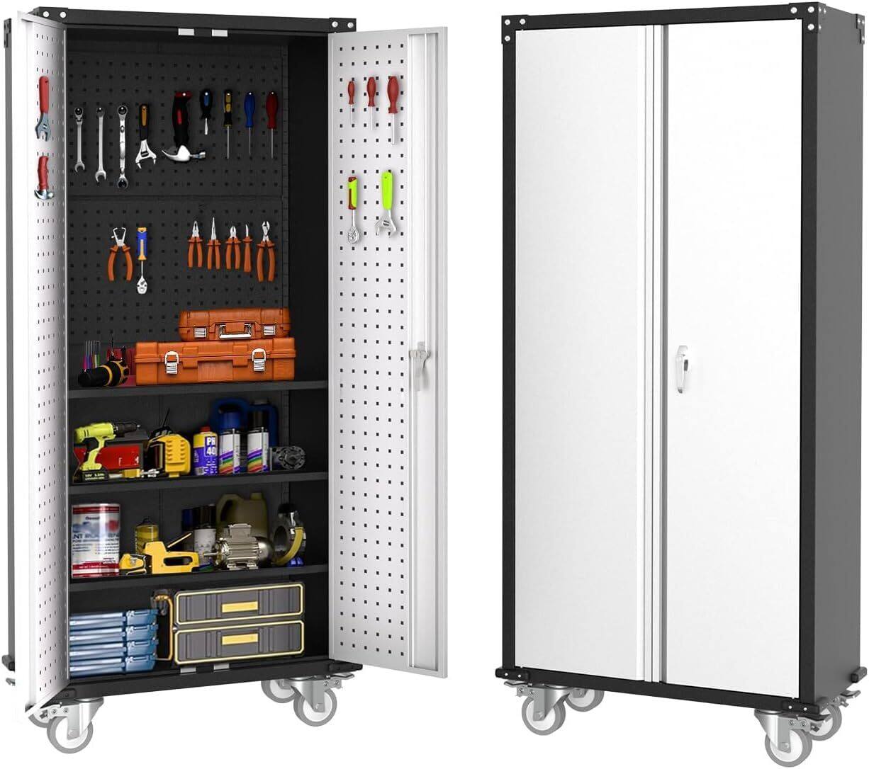 Front. Acekool - 72" Rolling Tool Cabinet, 4 Adjustable Shelves.