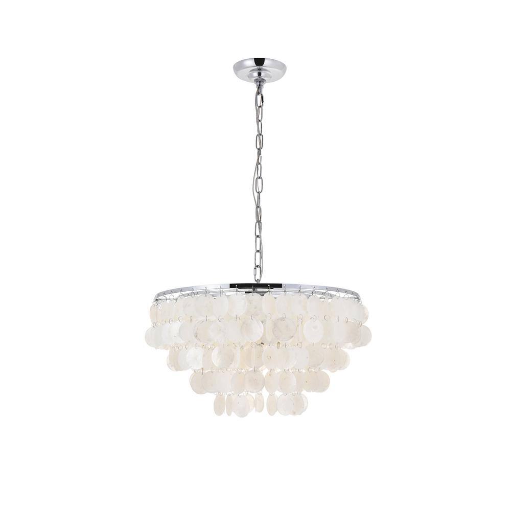 Alt View 8. Living District - Selene 4 light Chrome Pendant - Chrome And White.