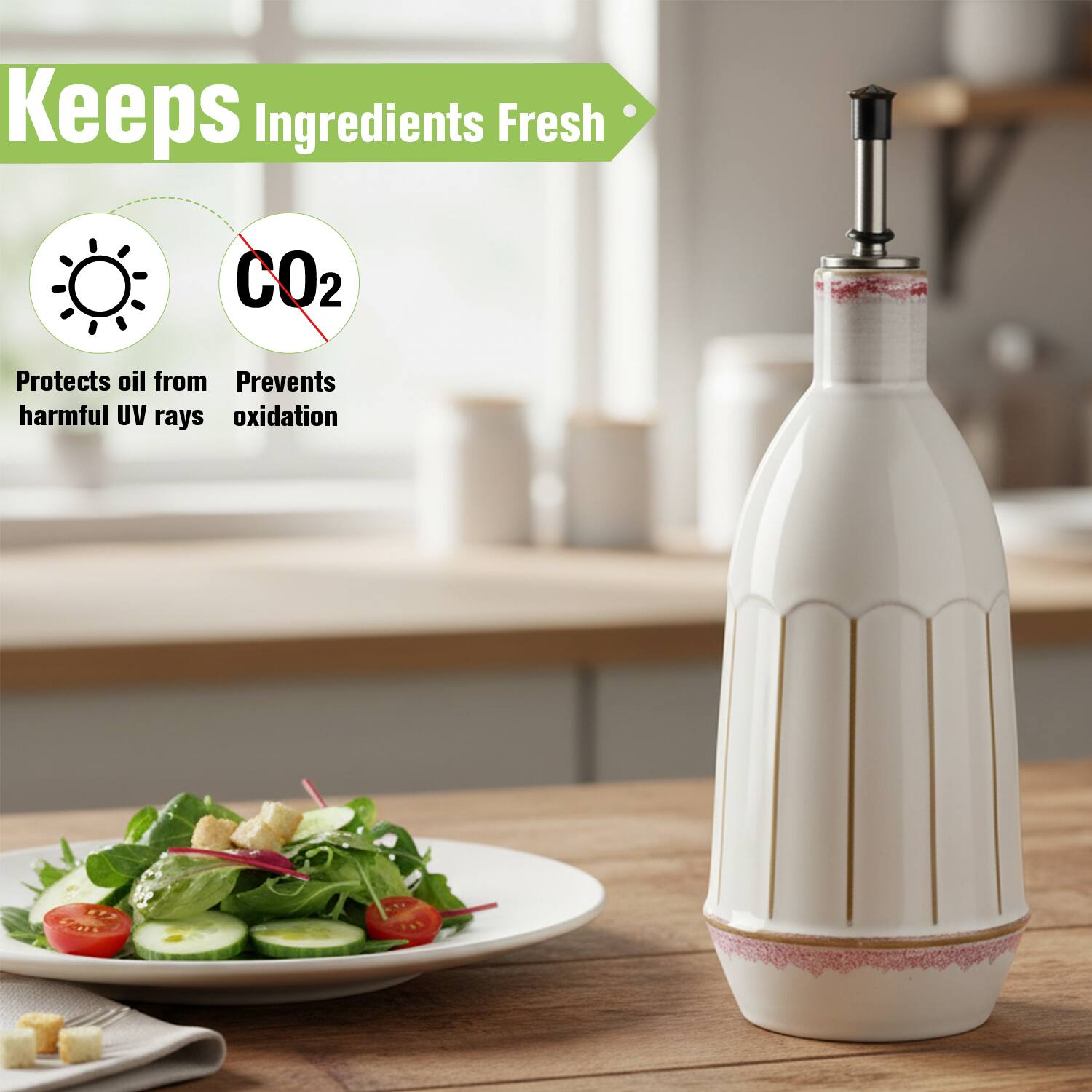 Keeps Ingredients Fresh

- Protects oil from harmful UV rays
- CO2 Prevents oxidation