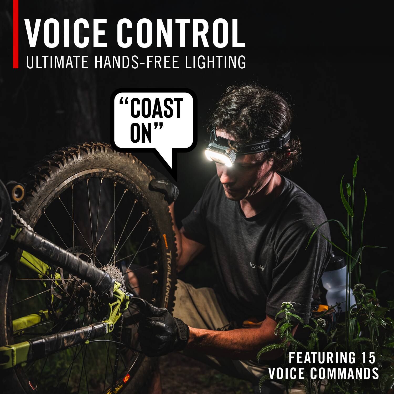 VOICE CONTROL ULTIMATE HANDS-FREE LIGHTING "COAST ON" COAST TRAILKING Corg FEATURING 15 VOICE COMMANDS