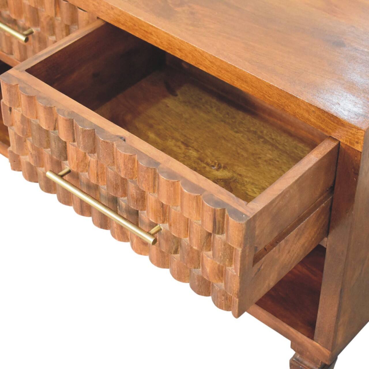 Alt View 2. Artisan Furniture - Artisan Furniture Solid Wood Cadiz Carved Shoe Bench , Brown - Brown.