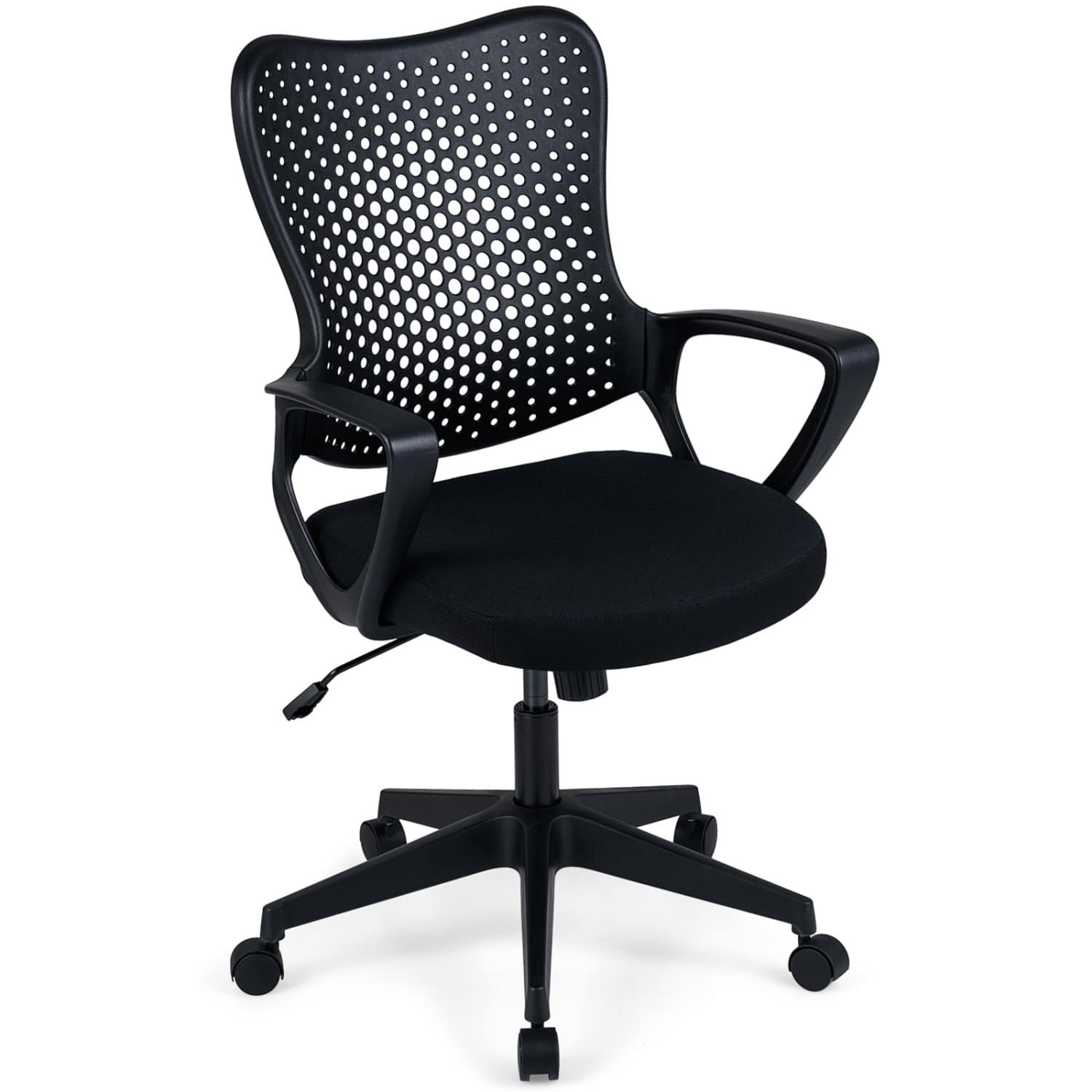 WELLFOR - Ergonomic Office Chair Height Adjustable Computer Desk Chair with Breathable Butterfly Back - Black