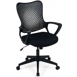 WELLFOR - Ergonomic Office Chair Height Adjustable Computer Desk Chair with Breathable Butterfly Back - Black