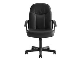 HON - SofThread Leather High-Back Executive Chair, Center-Tilt, Fixed Arms, (BSXVL601SB11) - Black