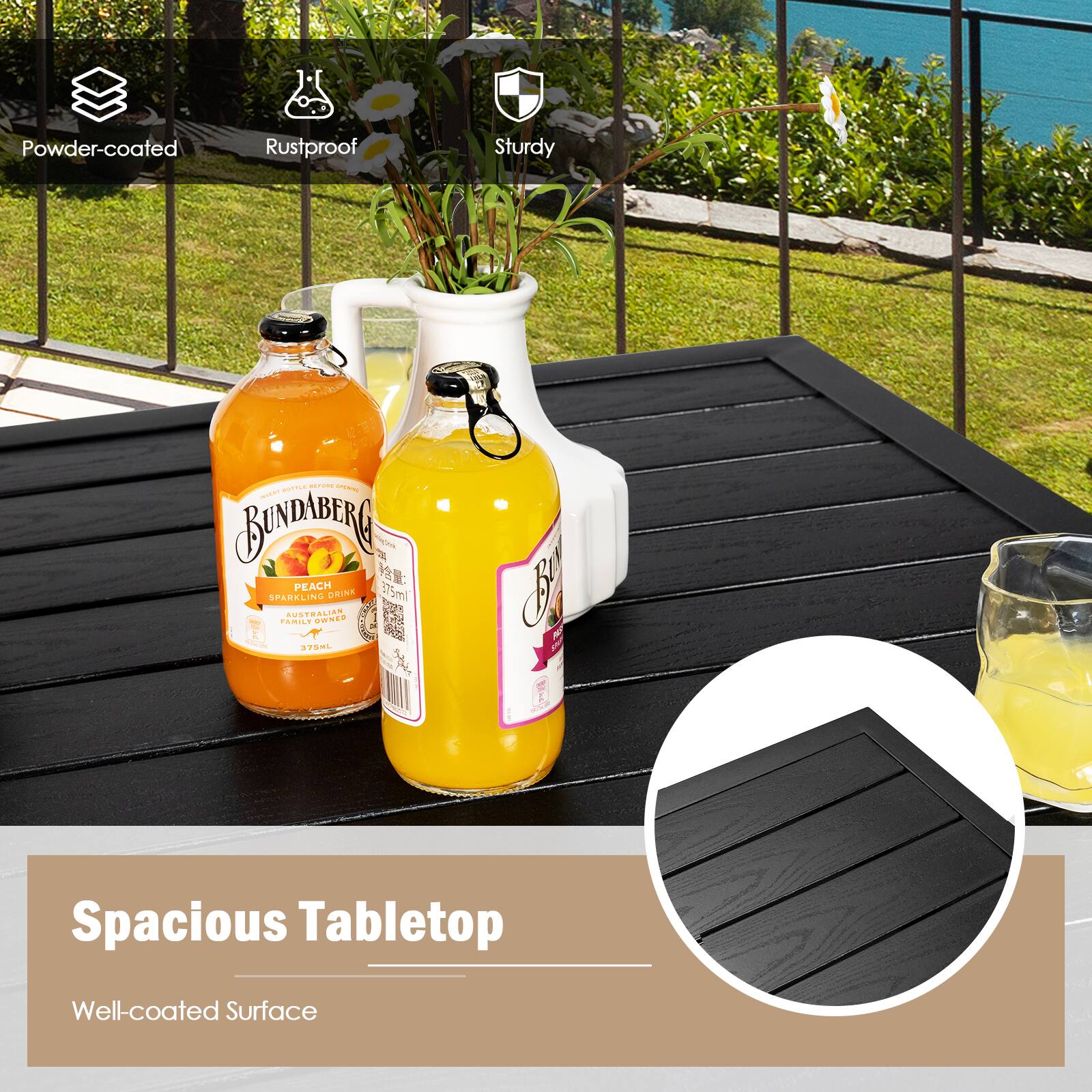 Powder-coated Rustproof Sturdy S - BINDABERG P 2 PEACH 2 SPARKLING BRINK Smel AUSTRALIAN WE FAMILY amL Bey Spacious Tabletop Well-coated Surface