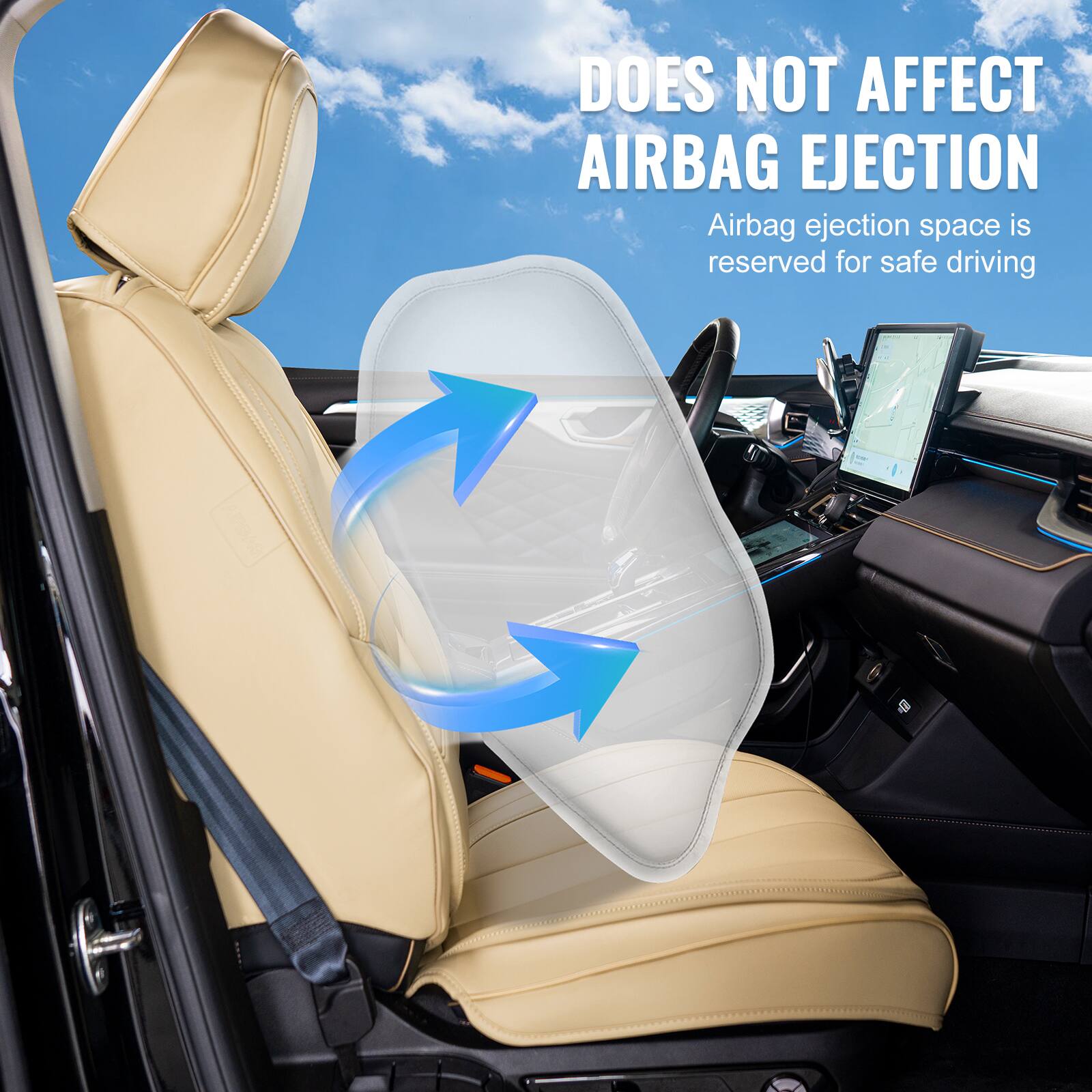 DOES NOT AFFECT AIRBAG EJECTION  
Airbag ejection space is reserved for safe driving