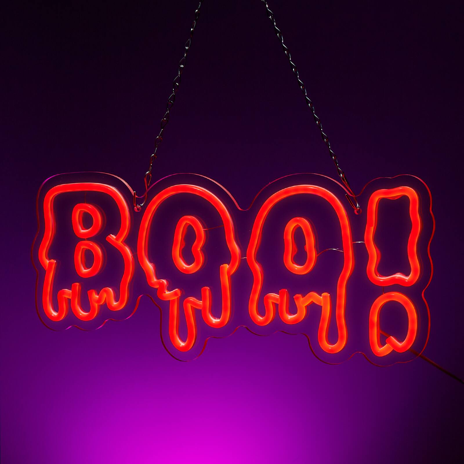 Front. Fitnate - "BOO" Halloween Neon Sign - Red.