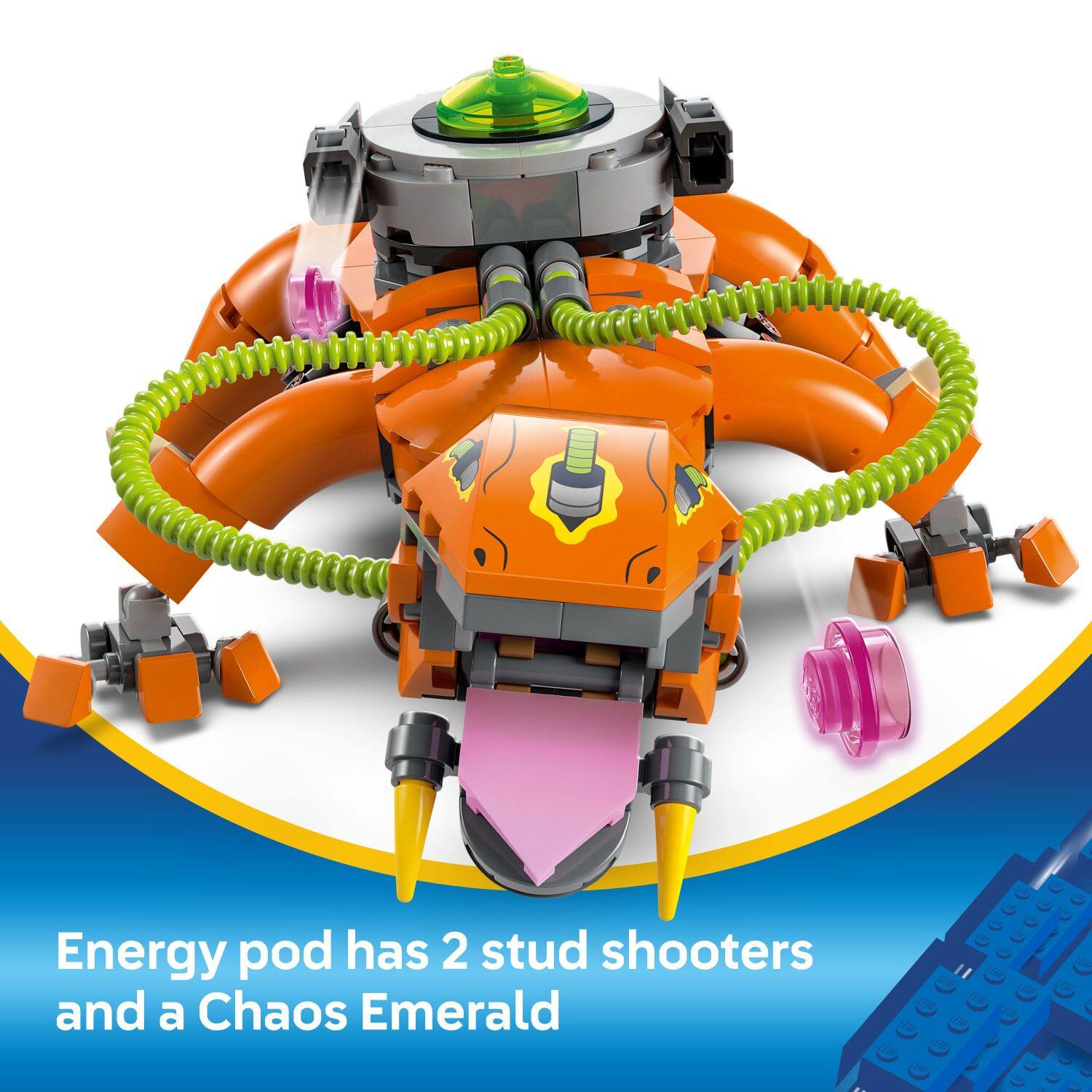 Energy pod has 2 stud shooters and a Chaos Emerald.