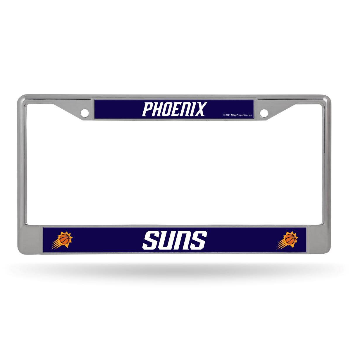 Phoenix Suns - 12" x 6" Standard Size - Chrome Metal License Plate Frame