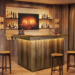 Tribesigns - 51.2-Inch L-Shaped Bar Table with 4-Tier Storage Shelves for Kitchen or Home Bar - Brown