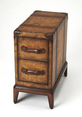 Butler Specialty - Vasco 13 in. W Rectangular Wood Old World Map 2 Drawer Side Table - Medium Brown