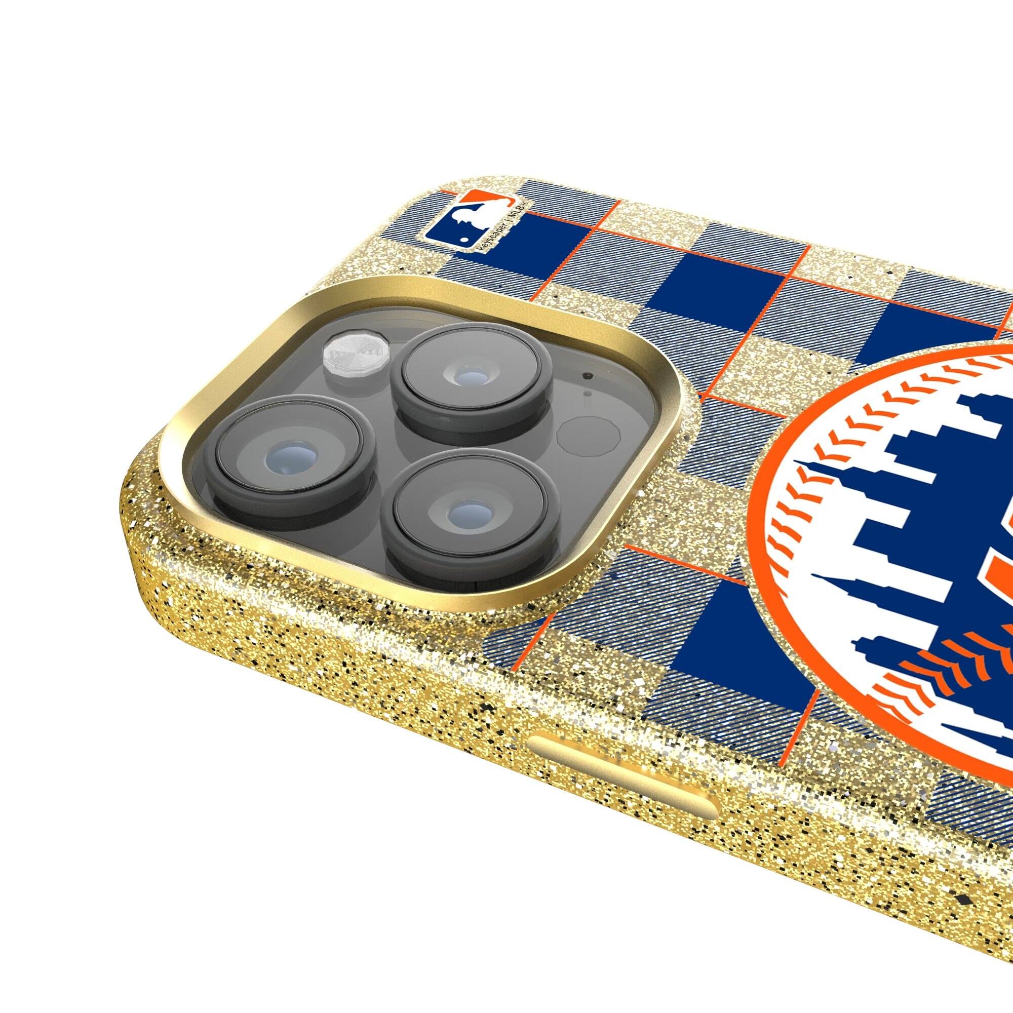 Alt View 3. Keyscaper - Plaid Bling iPhone Case - 14 Pro Max - Gold.