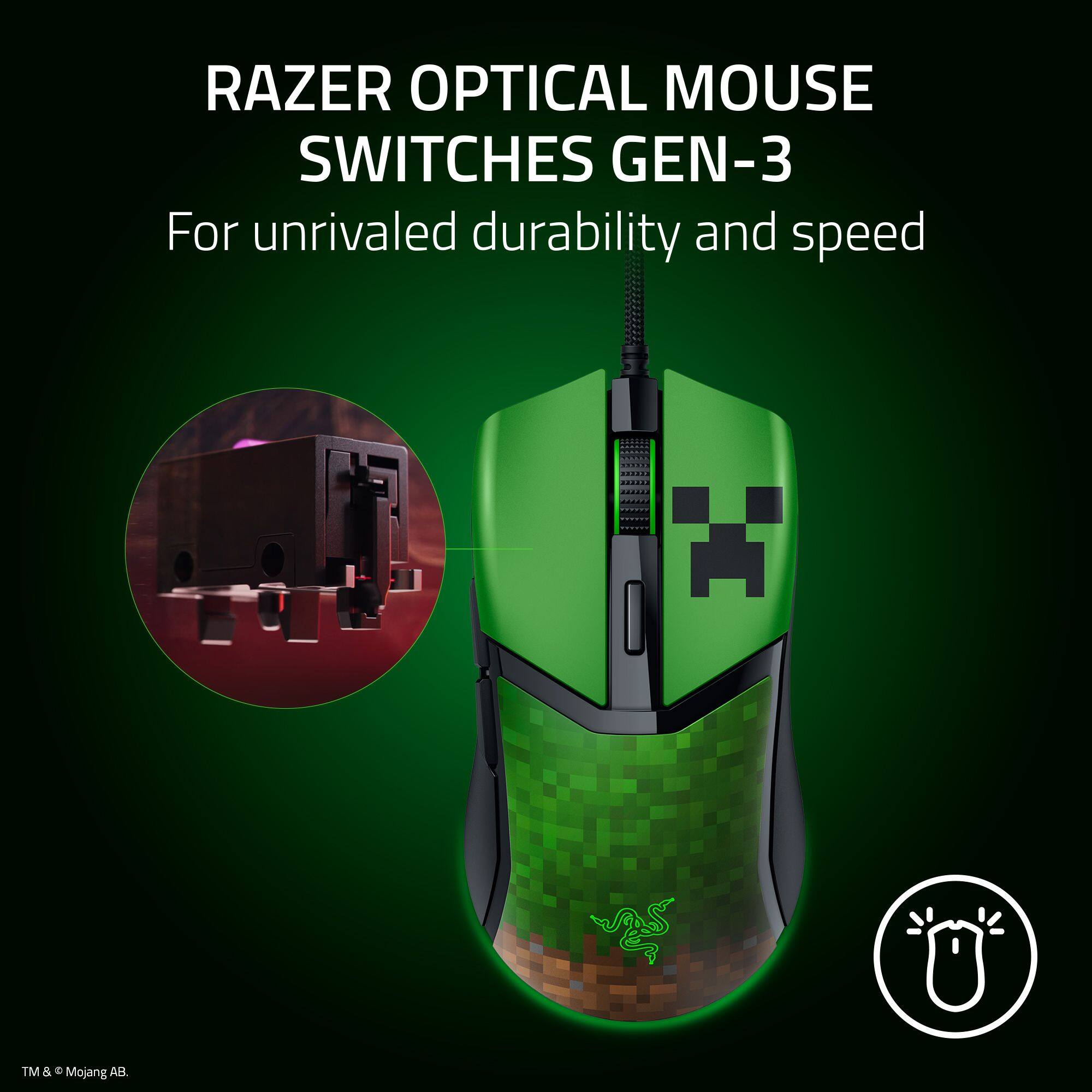 RAZER OPTICAL MOUSE SWITCHES GEN-3 For unrivaled durability and speed.