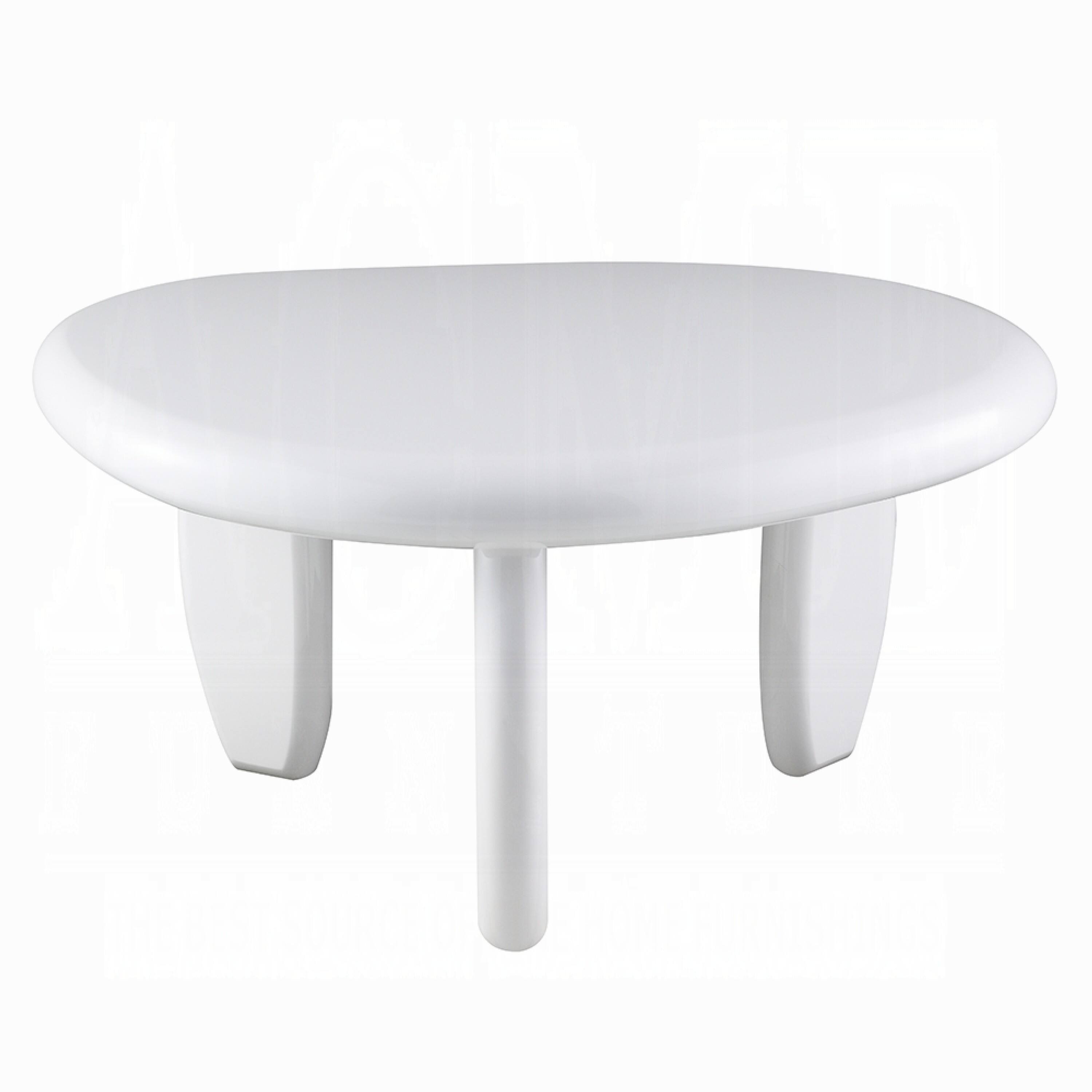 Alt View 1. Manhattan Lane - Vayu End Table, 30 Inch Asymmetric, Tri Pebble Legs, High Gloss White - White.