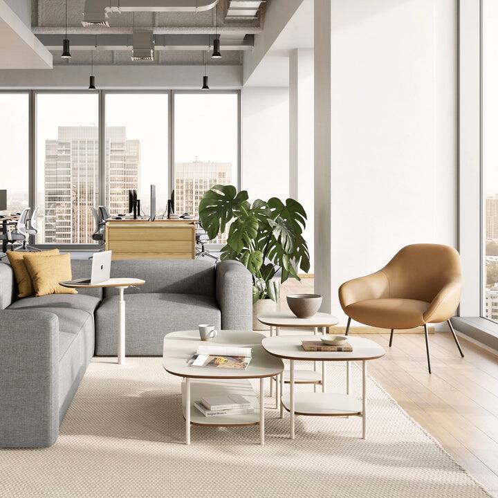 Alt View 2. Branch - Branch Medium Nesting Coffee Table – Two-Tier Modular Accent Table, Holds 50 lbs, Steel Base, Nests with Large - Ivory / Tofu.