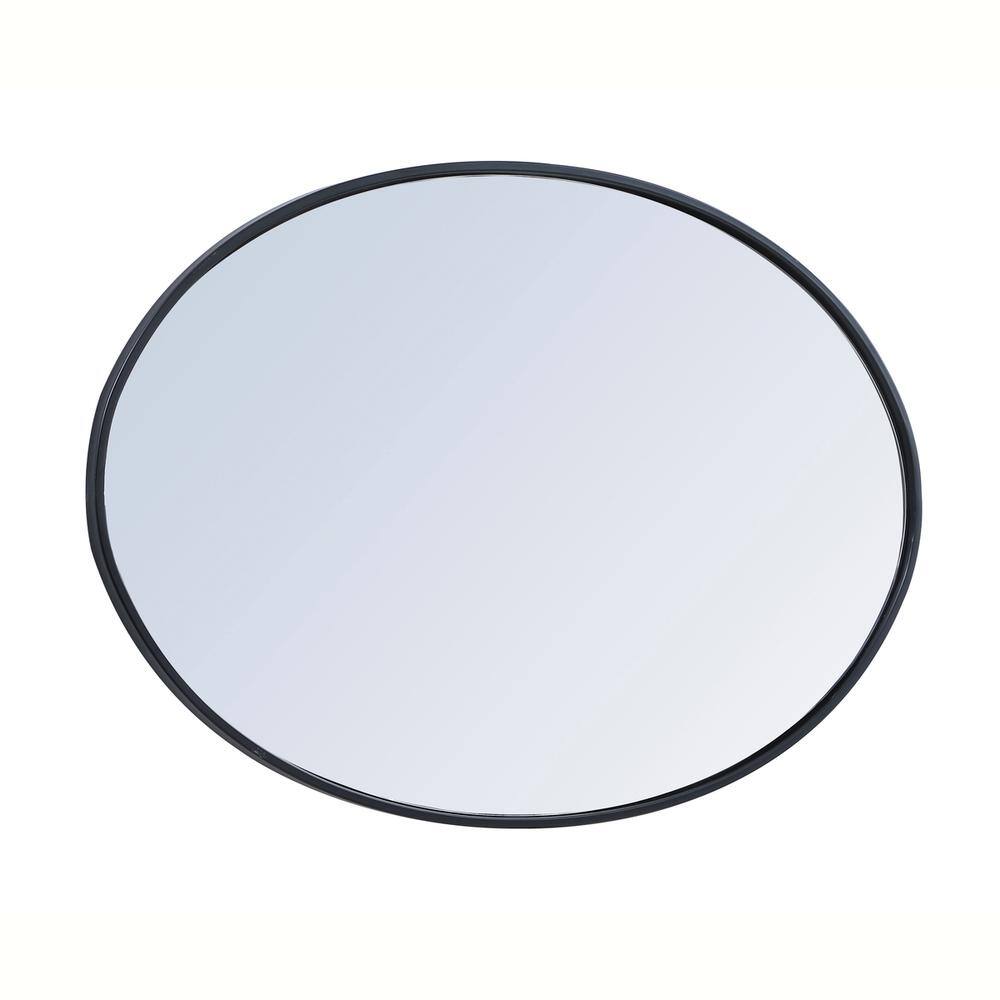 Left. Elegant Decor - Metal frame oval mirror 34 inch in Black - Black.