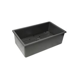 Alfi - brand 32 x 19 Fireclay Single Bowl Undermount / Drop In Kitchen Sink with Grid - Gray