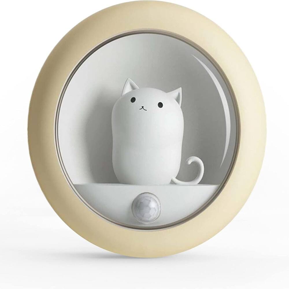 Front. Schertz - Cat Motion Sensor Night Light, Rechargeable LED, Warm White, Yellow - yellow.