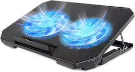 Luckbyte - Adjustable Laptop Cooling Pad with Dual 5.1" Quiet Fans and 2 USB Ports, Ergonomic Notebook Stand for 12-15.6" Laptops