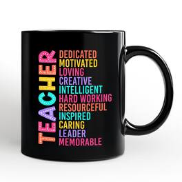 OrnamentallyYou - Colorful Teacher Acronym Mug, Motivational Gift for Educators - Black