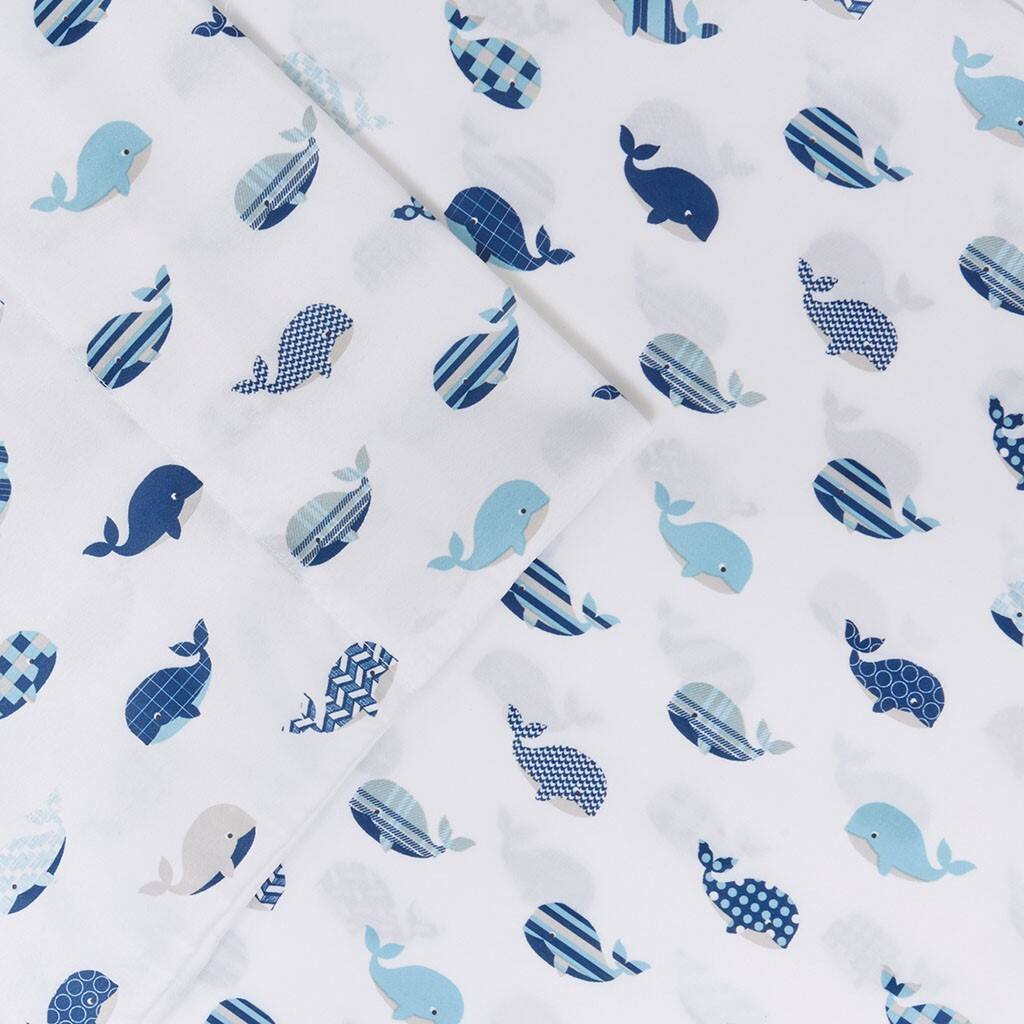 Alt View 5. Gracie Mills - Gracie Mills Lila Novelty Printed Microfiber Sheet Set - Blue Whales.
