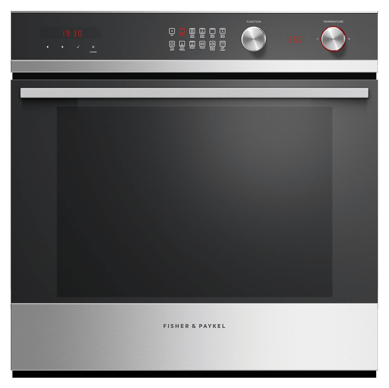 Front. Fisher & Paykel - 24-in Contemporary Oven, 11 Function, Self-cleaning - Stainless Steel Trim.