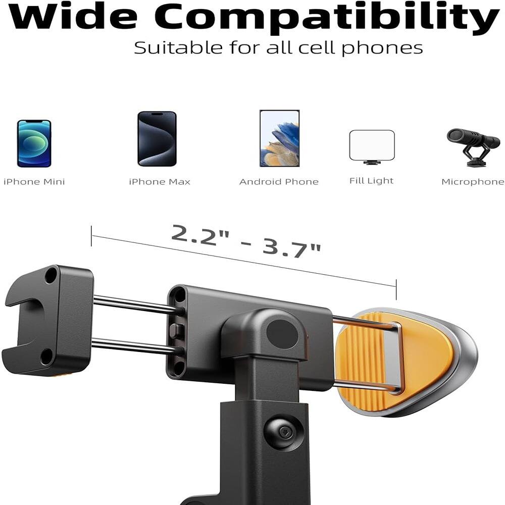 Wide Compatibility  
Suitable for all cell phones  

iPhone Mini  
iPhone Max  
Android Phone  
Fill Light  
Microphone  

2.2" - 3.7"