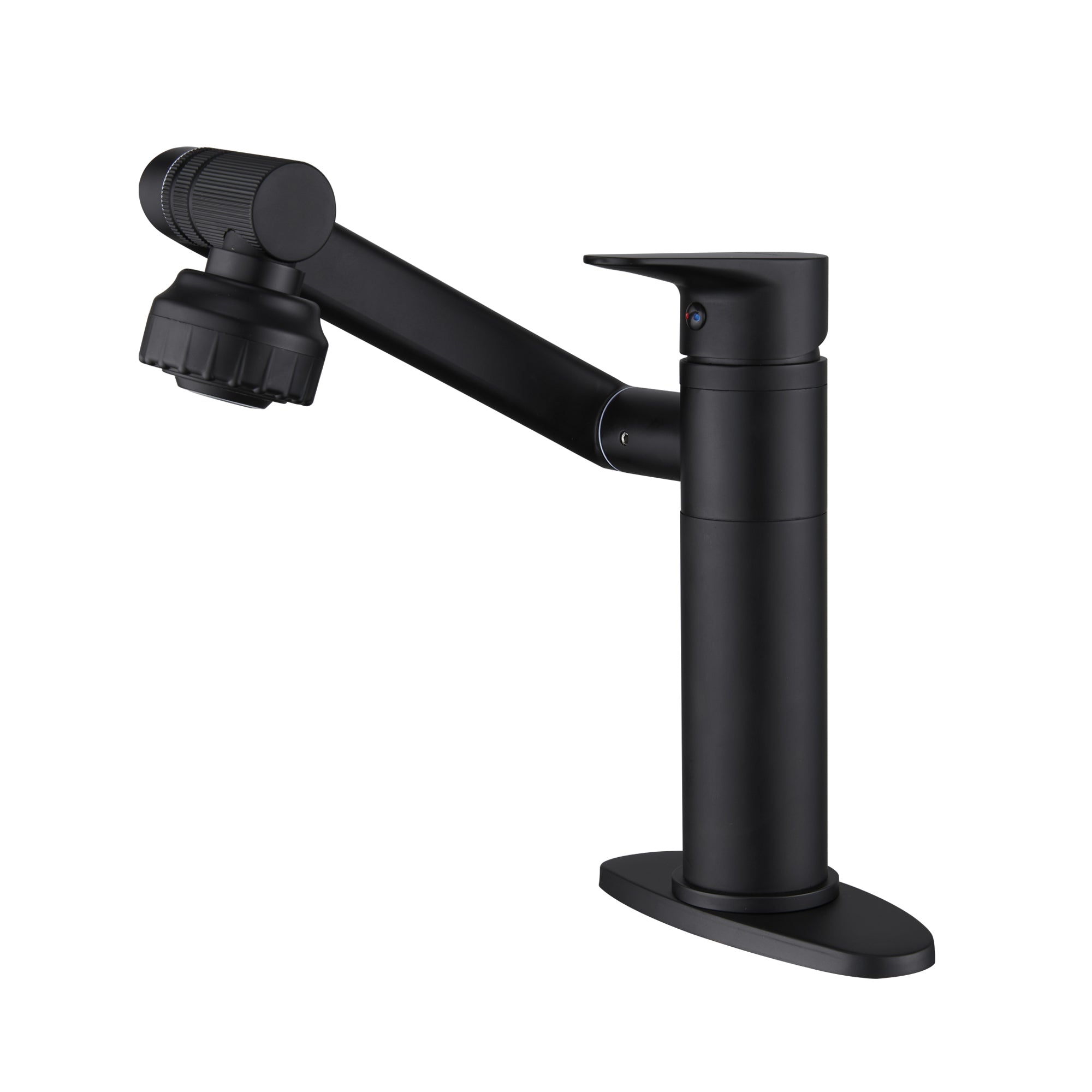 Front. Boyel Living - Single Handle Single Hole 2-Spray Swivelable Stainless Steel Bathroom Faucet with Deckplate Included in Matte Black - Matte Black.