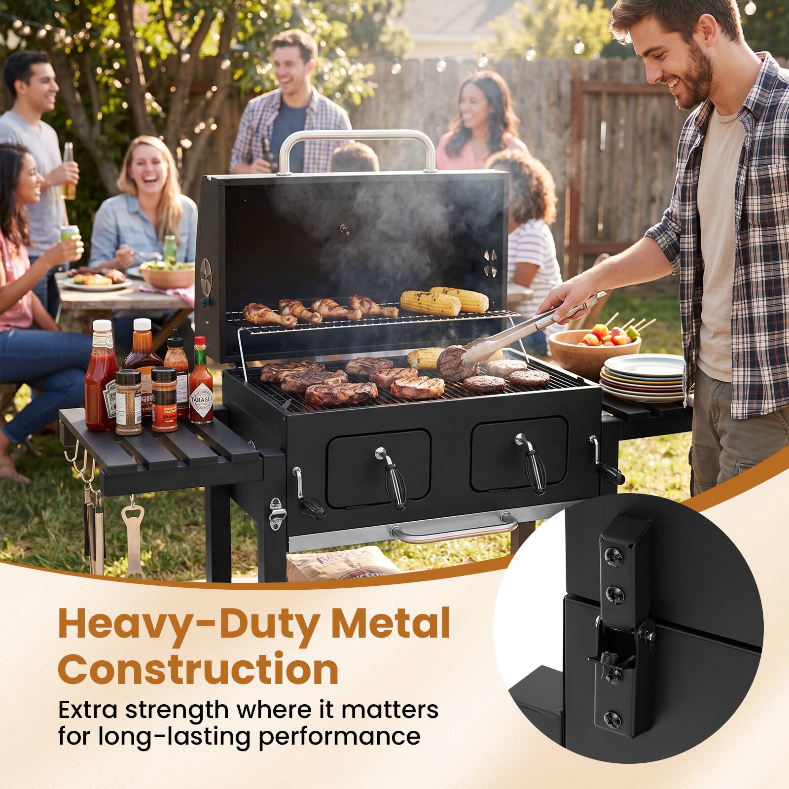 Heavy-Duty Metal Construction  
Extra strength where it matters for long-lasting performance