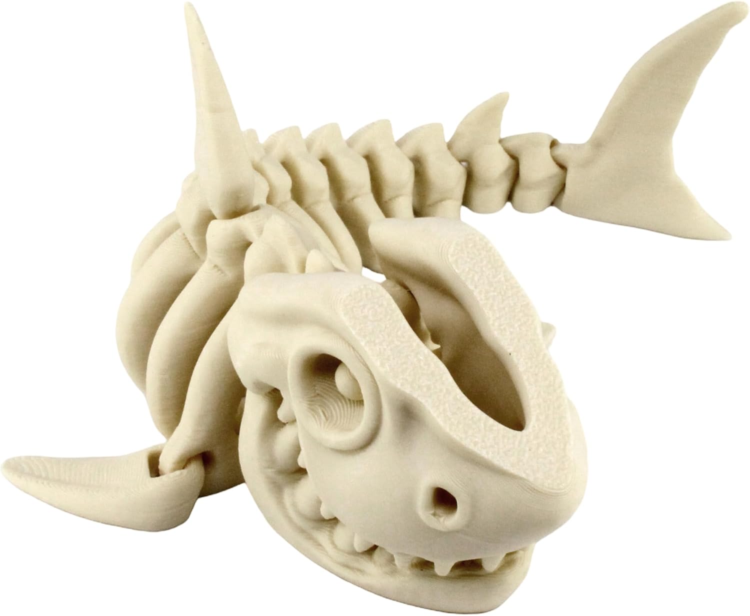 Back. JuzToys - 3D Printed Skeleton Megalodon, Prehistoric Collectible Articulating Dinosaur Figurine Desk Decoration White by PowerTRC - White.